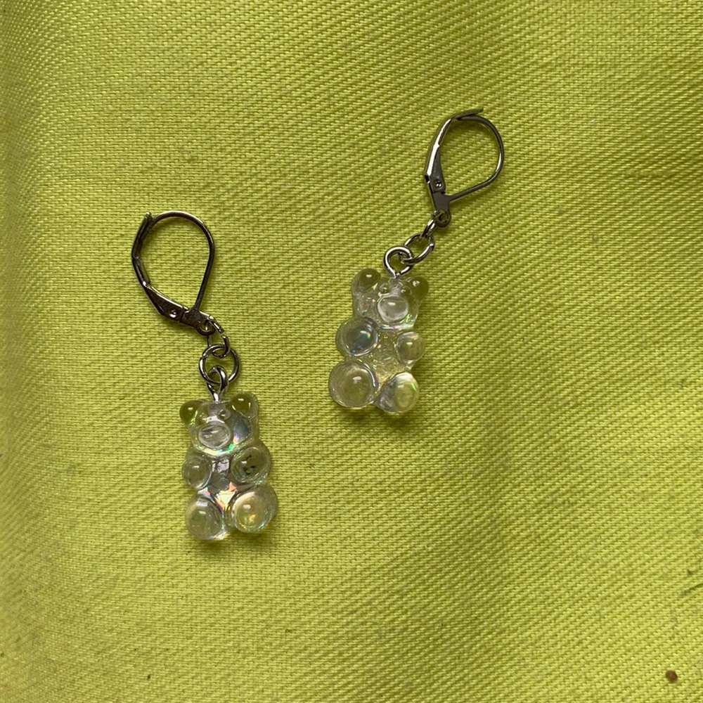 Clear sparkly gummy bear earrings